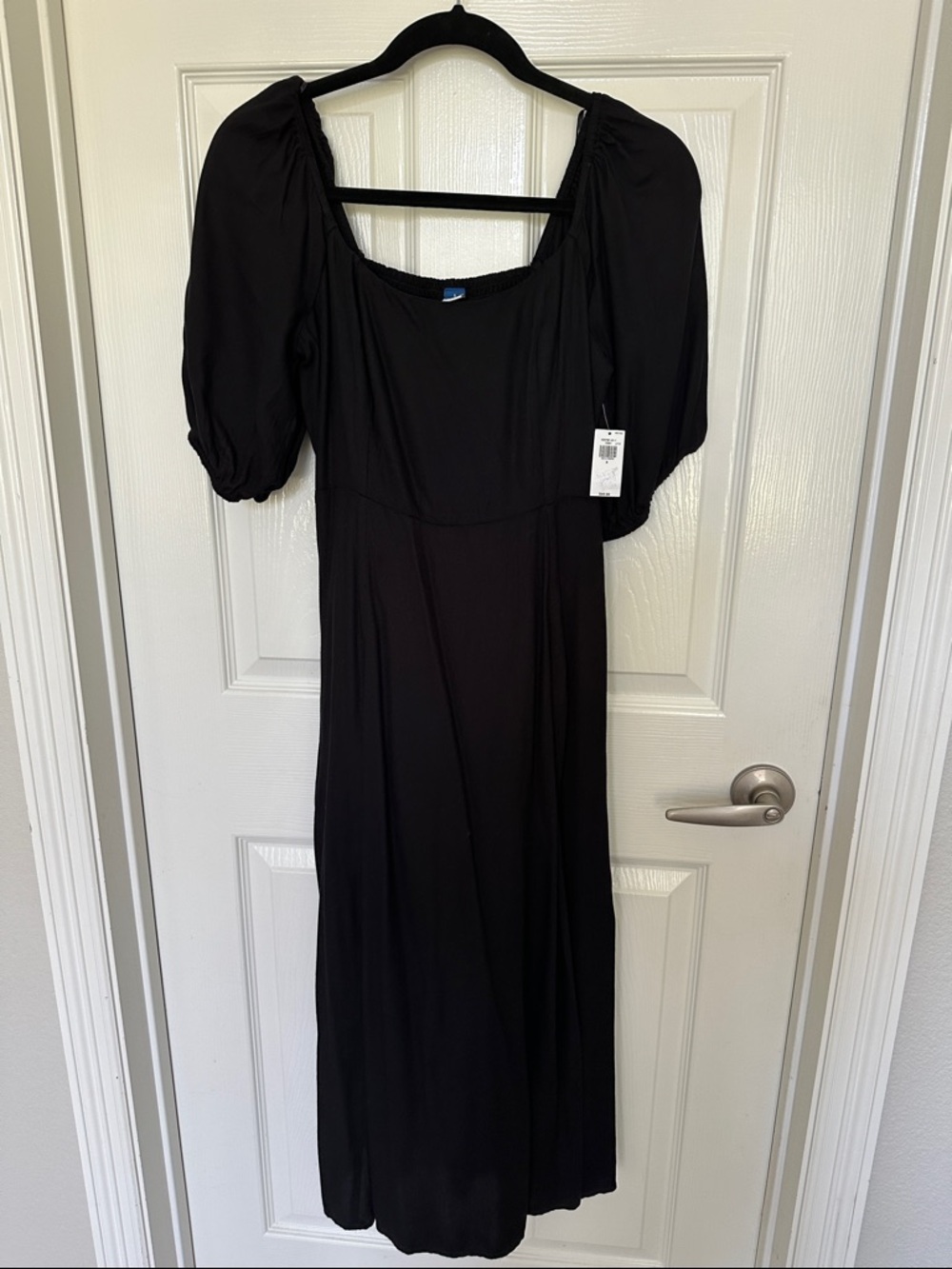 Old Navy Black Maxi Dress with Puff Sleeves